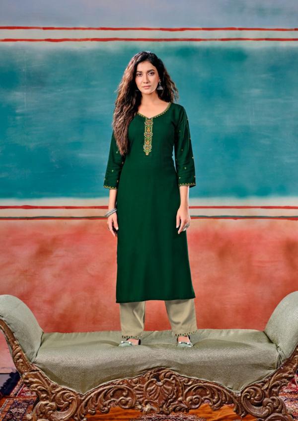 Vitara Gloster Rayon Designer Kurti With Pant 